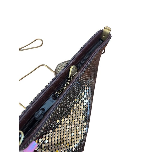 Vintage Copper Metal Mesh Evening Bag With Chain Strap Zipper Closure 9" x 6.5" - Picture 5 of 6